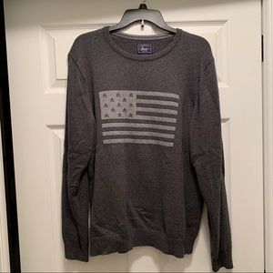 Bass American Flag Crewneck Sweater in Grey